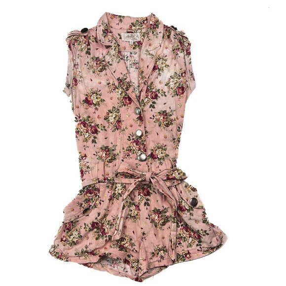 '80s Vintage Banana U.S.A. Cottagecore Floral Romper Size M - Picture 1 of 5